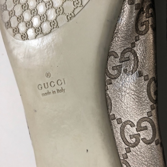 GUCCI Metallic Gold Guccissima Leather Ballet Flats - Picture 14 of 16